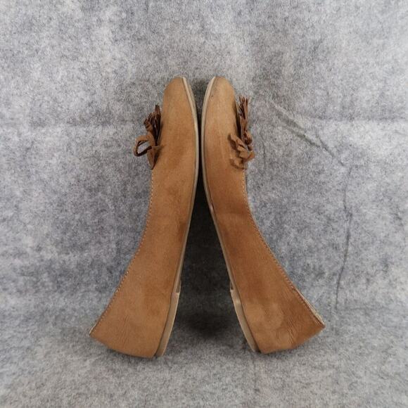 Mudd Shoes Womens 8 Ballet Flats Fashion Slip On Fringe Bow Brown Casual Classic - Picture 8 of 13